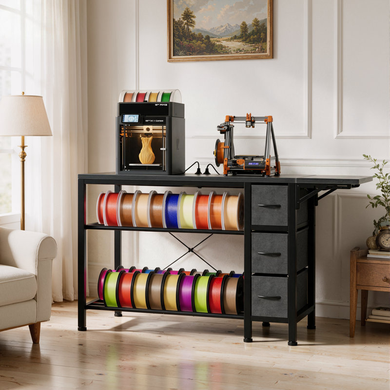 3D Printer Stand with Filament Storage and Folding Desktop