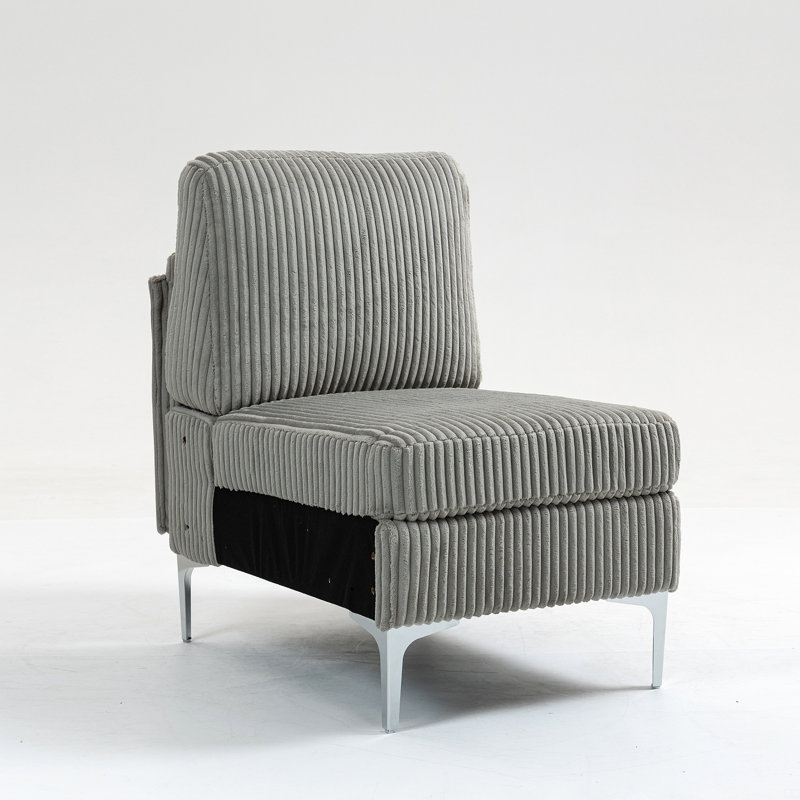 Module de siège modulaire sans accoudoirs, canapé modulaire en velours côtelé, fauteuil d'appoint modulaire à accoudoirs simples
