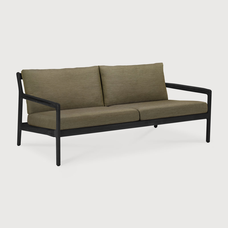 Jack outdoor sofa - teak - Burgundy fabric - 2 seater, Green, Varnished Teak Black