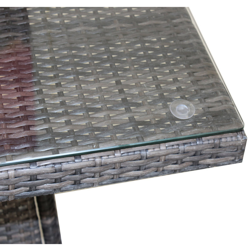 Table de patio rectangulaire avec verre trempé transparent - Cadre en aluminium, brun, protégé et eau, assemblage inclus extérieur et extérieur, brun, résistant aux intempéries,