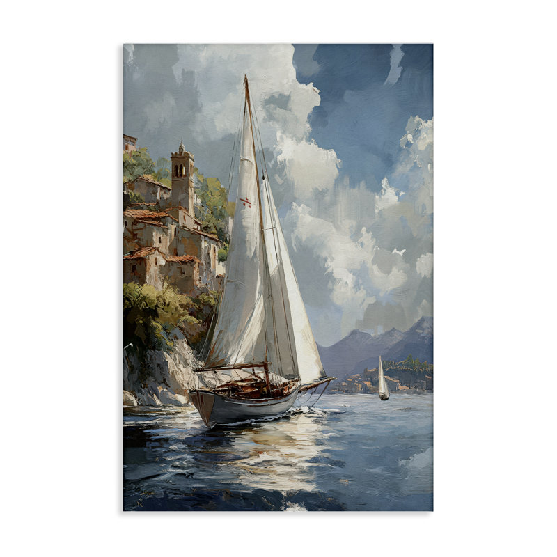 Art mural sur toile de voilier maritime, design par Raymond Powers, H 30 po x l 20 po