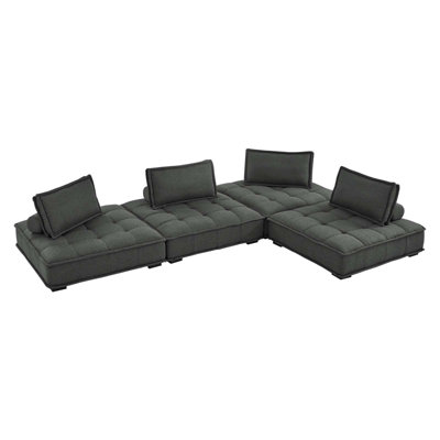 Modway Saunter, 4-Piece Sectional Sofa, Light Gray
