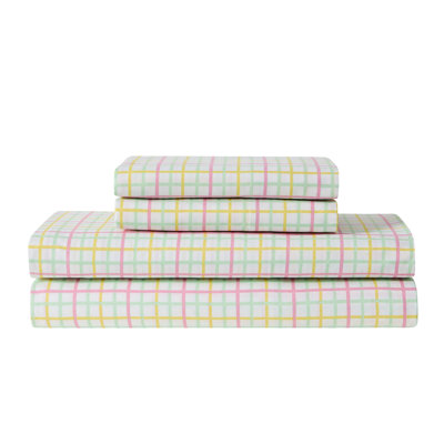 Hallmark Chromatic Grid Microfiber Bed Sheet Set, Full