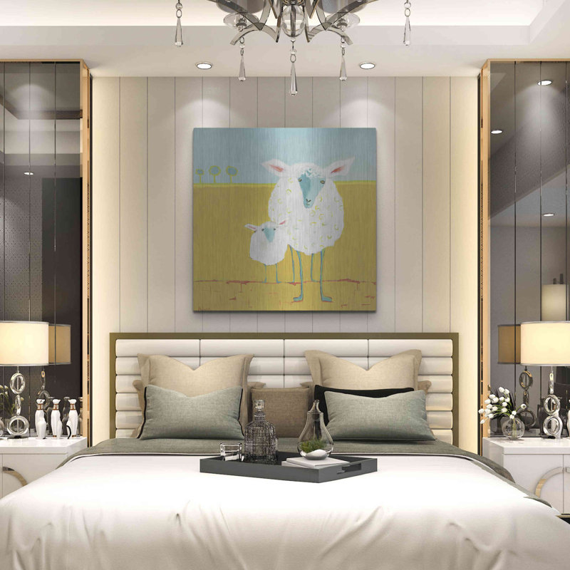 «Mama And Baby Sheep» par Phyllis Ad «Mama And Baby Sheep» par Phyllis Adams, H 36 po x l 36 po
