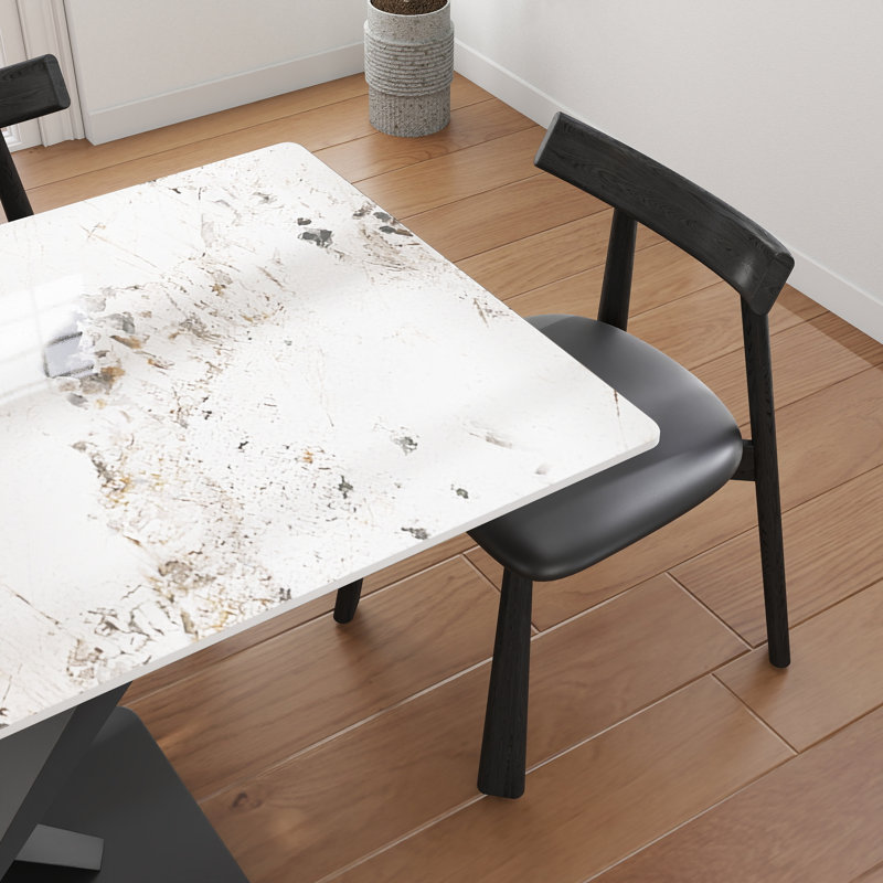 Ensemble de table de salle à manger 7 pièces 7 pièces avec 6 chaises en similicuir, Pandora, Noir