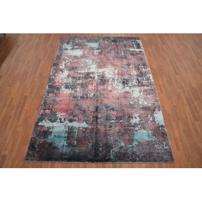 Contemporary Abstract Distressed Look Area Rug 7x10