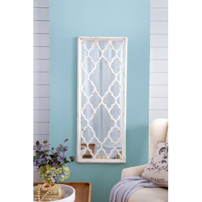 24 "x 60" miroir de plancher blanc patiné, miroir complet pour le salon de la chambre à coucher de la salle de bain