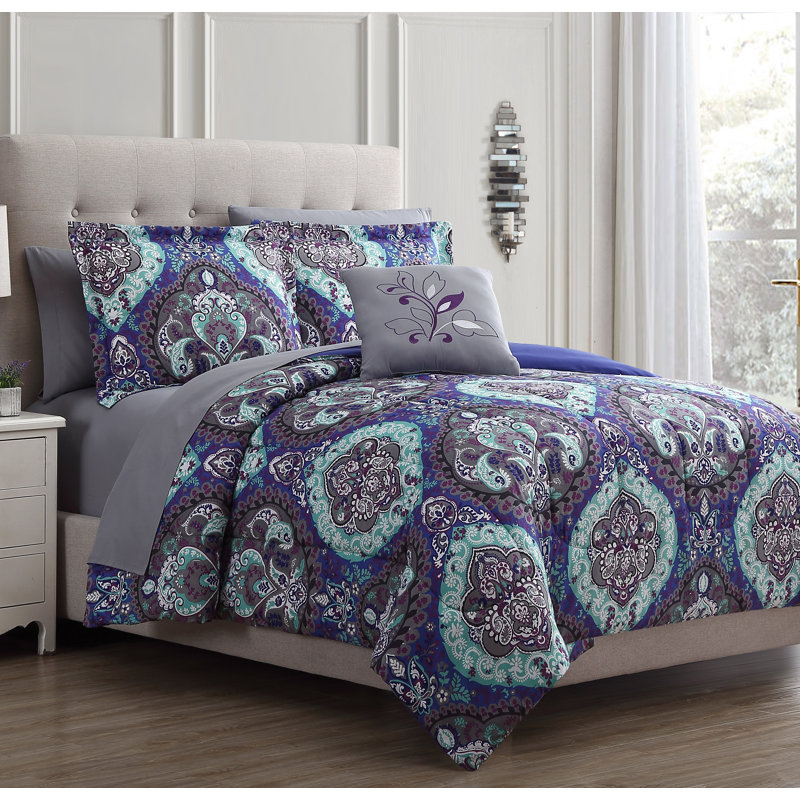 Sateen Geometric Shapes Comforter, Full Comforter + 7 Additional Pieces