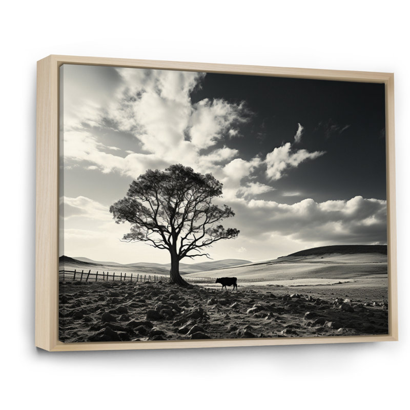 Bétail silencieux Horizon II - impression, Cadre naturel flottant, H 34 po x l 44 po x P 1,5 po