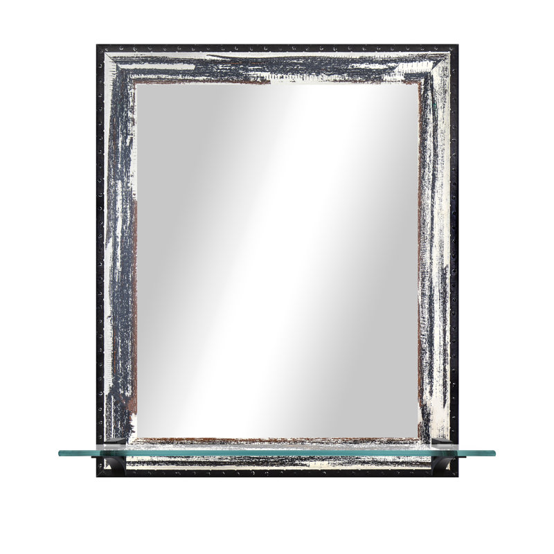 Miroir d'appoint Mowery, Ivoire rustique vieilli / noir / bleu marine / noi