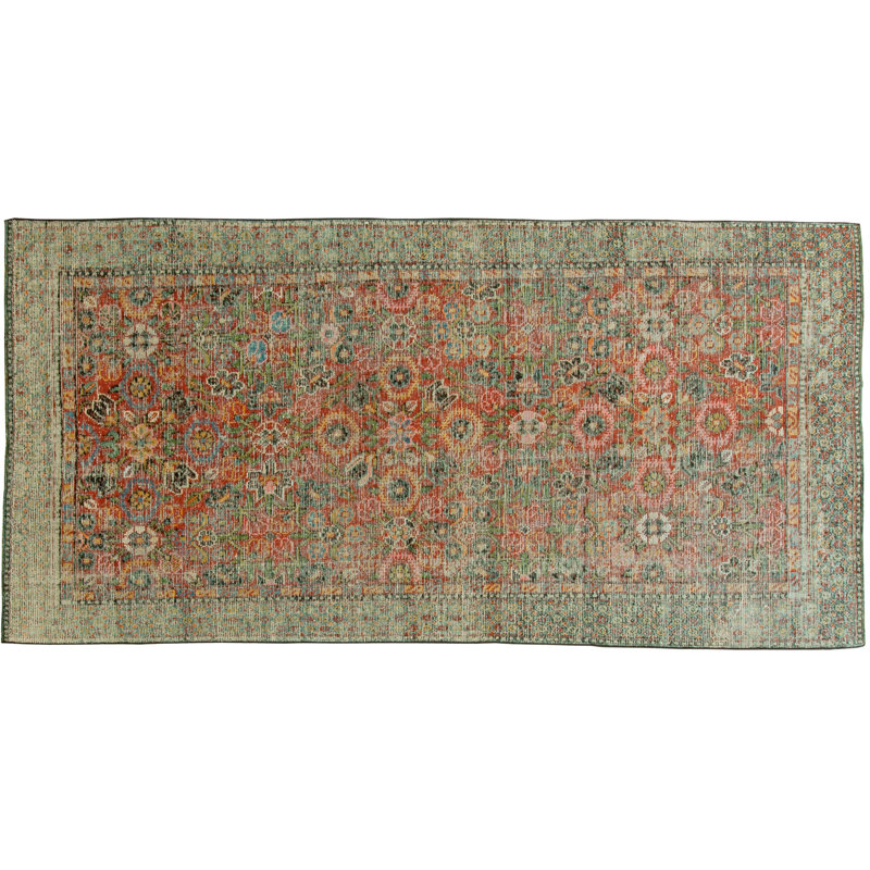 Tapis en soie fait à la main Samarkand Vintage 5 pi 2 po x 12 pi Vintage
