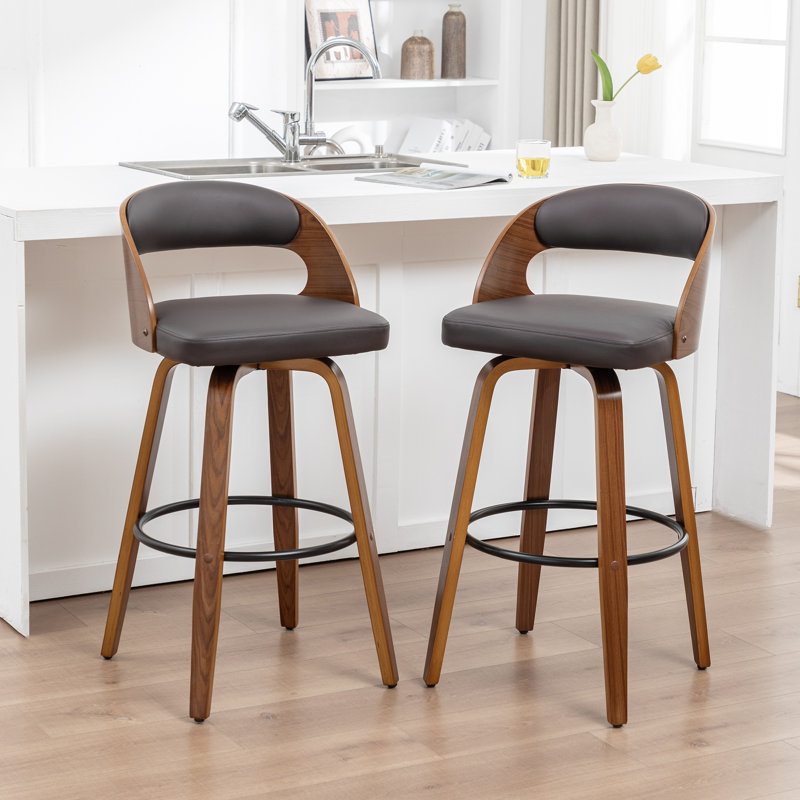 Artnagullian Swivel Vegan Leather Counter And Bar Stools, Bar Stool (30" Seat height), Brown