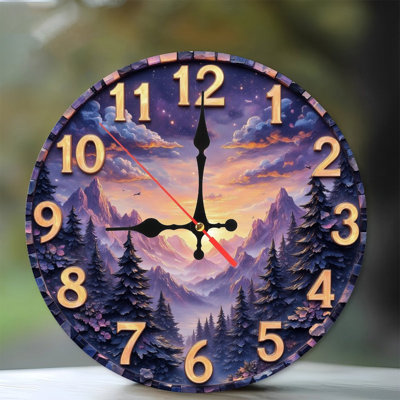 Clock Face With Mountain Sunset