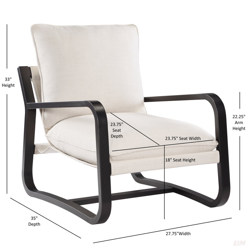 Blaire Sling Chair Upholstered In Fabric With Metal Frame, Beige