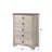 1Pc Cottage Style Distressed 5 Drawer Chest Contrasting Weathered Brown Top Traditional Ring Pull Hardware Wooden