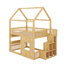 Structure de lit en bois avec toit, lumière DEL intégrée, lit mezzanine avec garde-corps-697429245