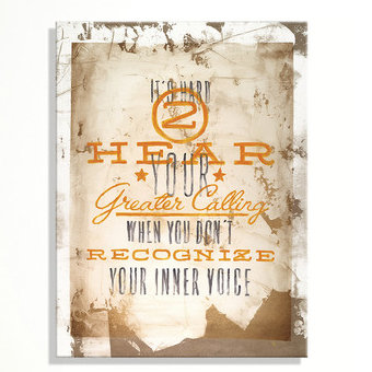 « listenly » par rodney’s blanc, affiche rétro sur toile tendue, H 20 po x l 15 po x P 1,5 po