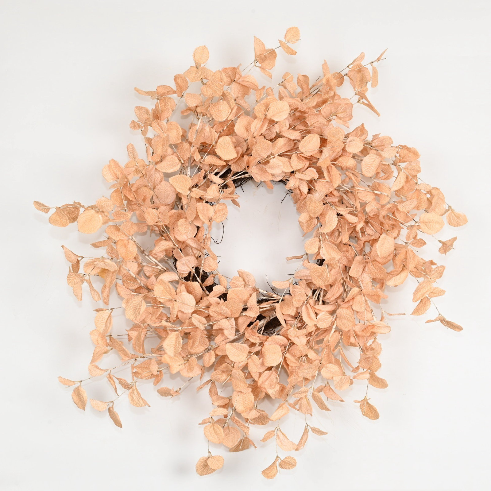 24'' Halloween Handcrafted Faux Eucalyptus Wreath, Beige