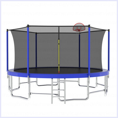 15FT For Kids Children With Safety Enclosure Net Outdoor Backyards Large Recreational Trampoline