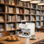 Machine à espresso 15 bars avec moulin, cafetière professionnelle avec mousseur à lait, fonction eau chaude, réservoir d'eau amovible, blanc