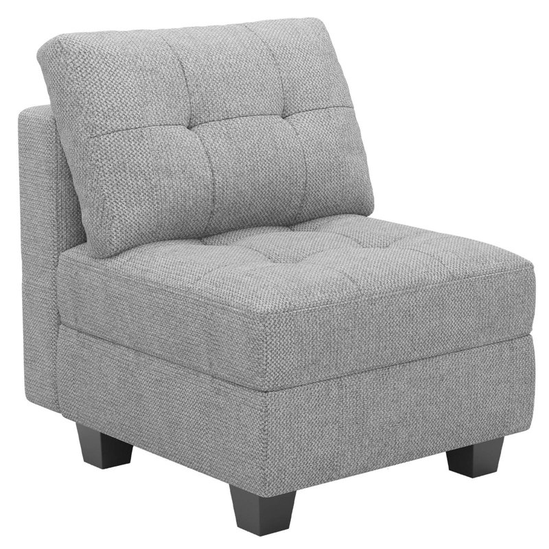 Fauteuil de rangement modulaire simple en lin et velours Soneson, Lin gris pâle