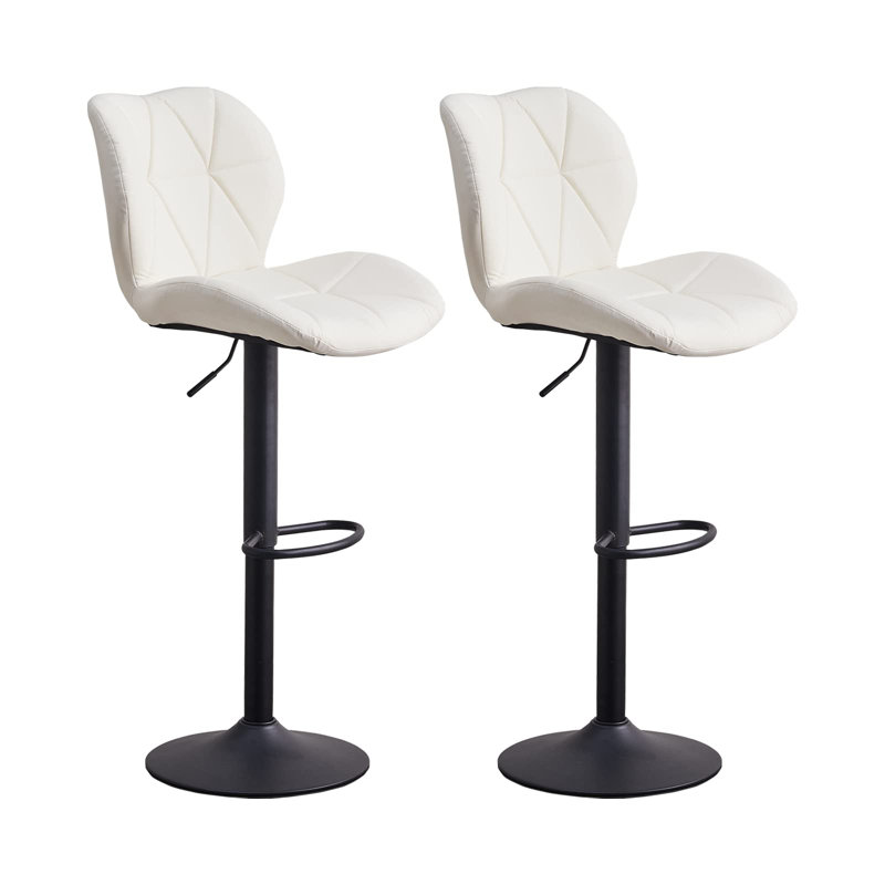 Abdur-Rasheed Swivel Upholstered Adjustable Height Counter Stool with Metal Frame, White PU