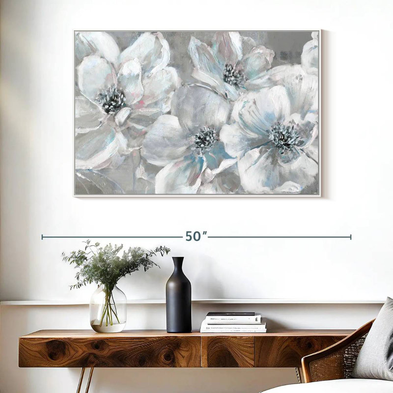 Soft Teal Summer, Floating Frame White, 40" X 27"
