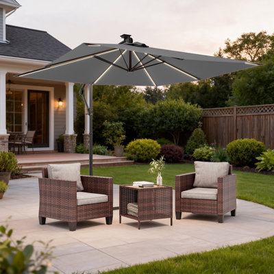 Parasol décalé d'extérieur 8,2 pi avec DEL