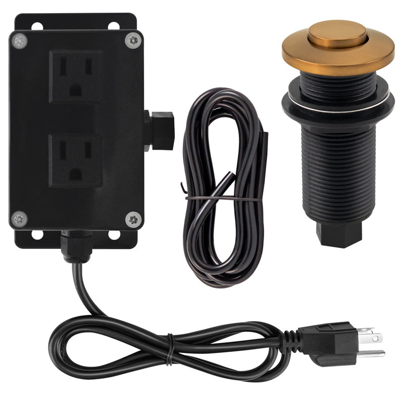 Kitchen Sink Waste Disposal Air Switch and Dual Outlet Control Box, Flush Button, Satin Nickel