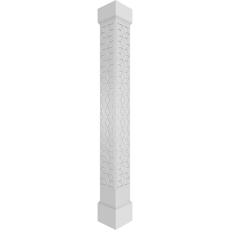 Colonne carrée classique non fuselée Craftsman avec mission Capital et base Mission, H 108 po x l 11,625 po x P 11,625 po