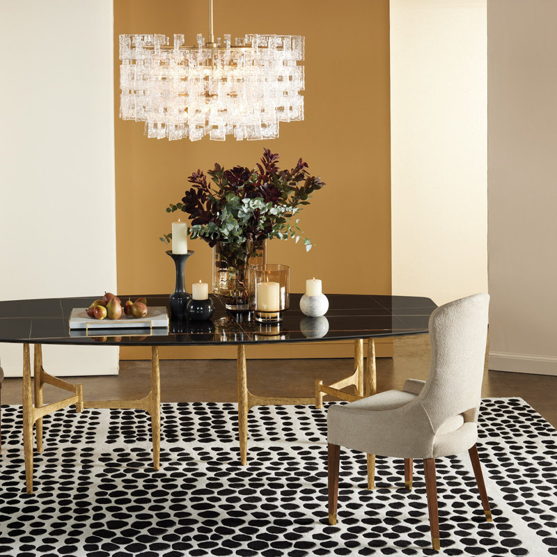 Wool Polka Dots Area Rug in Black, Rectangle 9' x 12'