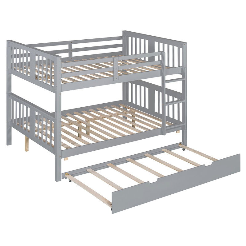 Bunk Bed With Trundle And Ladder, Grey