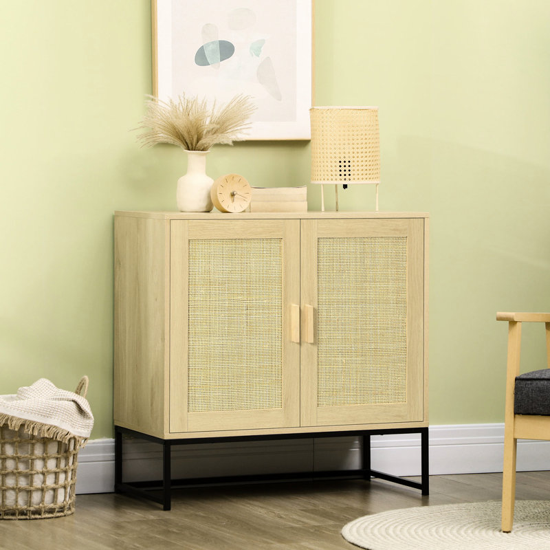 Armoire décorative avec portes, tablette réglable pour bureau - décorative naturelle