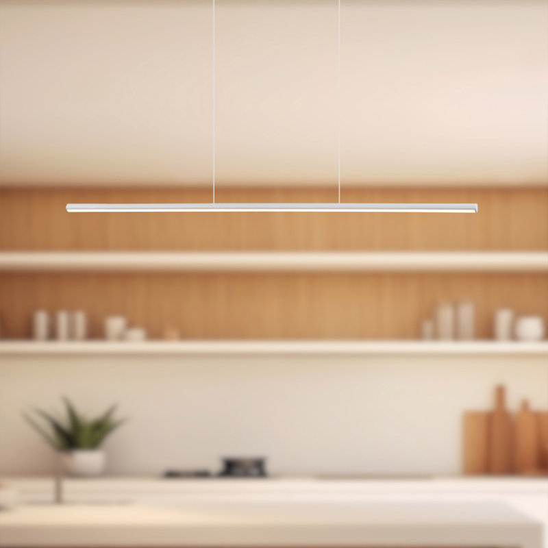 1 - Light LED Pendant, White, 120.63" H x 35" W x 5.5" D