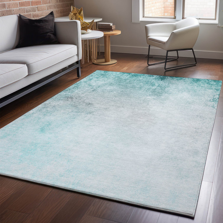 Premium Machine Washable Cerrito AMF601 Teal Rug