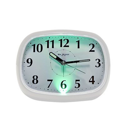 Analogue Quartz Movement / Crystal Alarm Tabletop Clock in White/Black