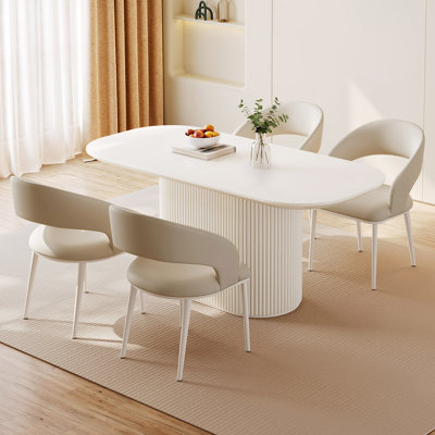 63"Dining Table Set With 4 Chairs,Oval Kichen Table Set For 4,For Kichen Room,Dining Room