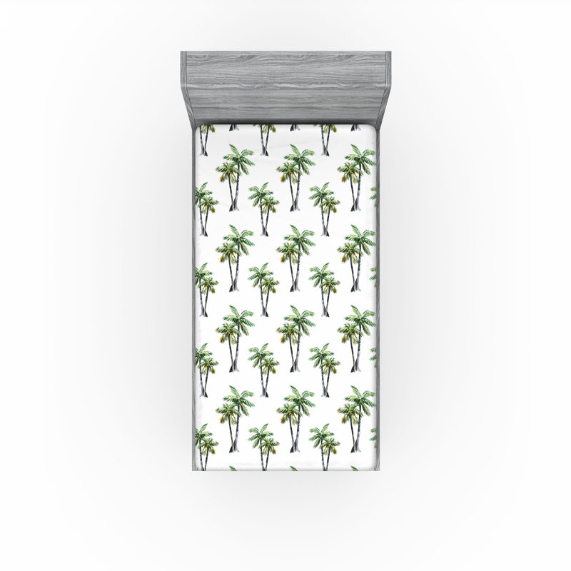 Drap-housse Ambesonne, paquet de 2, Drap-housse simple TG, Motif floral gris / vert / blanc