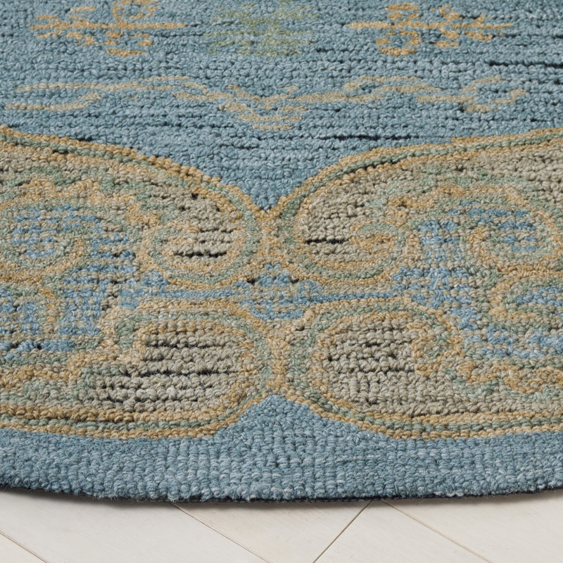 Constantinople 404 Hand Tufted Wool/Cotton Oriental Indoor Use Only Rug in Blue/Beige, Round 6'