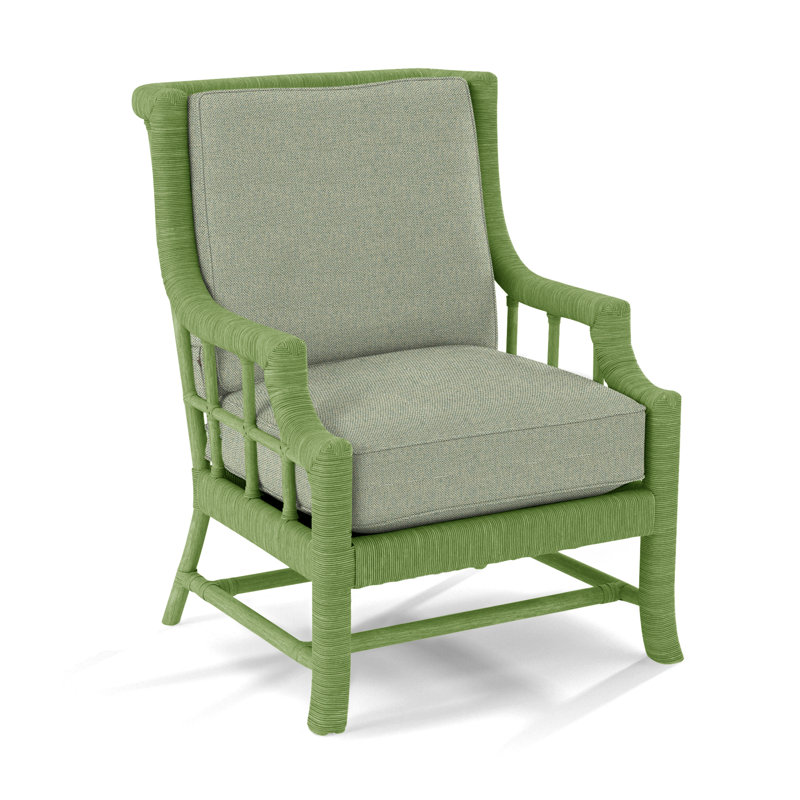 Fauteuil Lafayette, Tissu vert performance 0851-54, Noisette