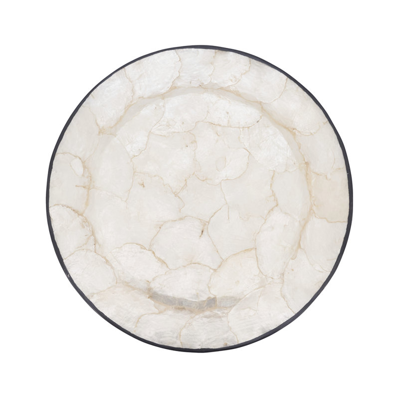 Refined Capiz Shell Decorative Charger Plates 13" Round, Set Of 4, Black