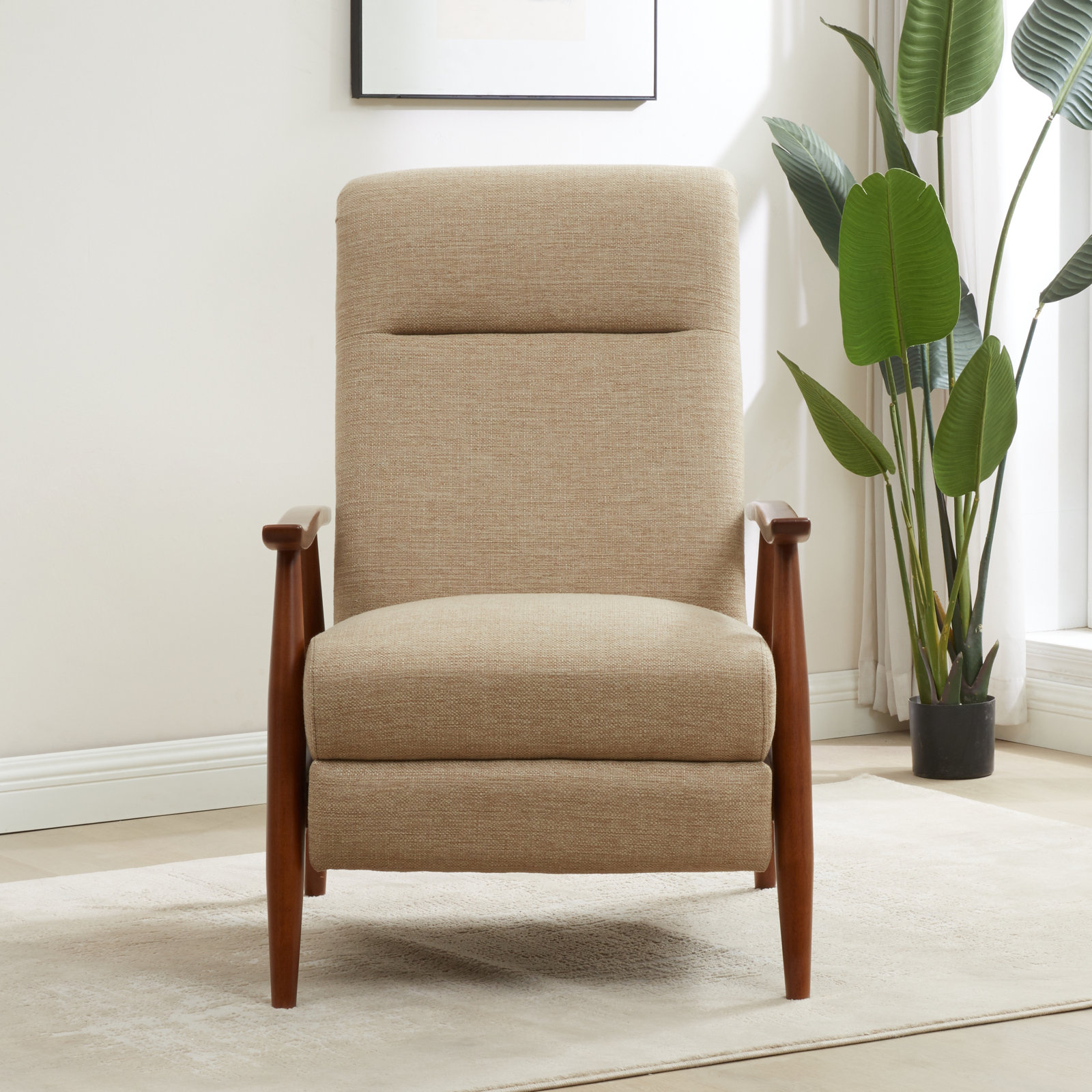 Imona 30" Genuine Leather Manual Recliner, Rawhide Fabric