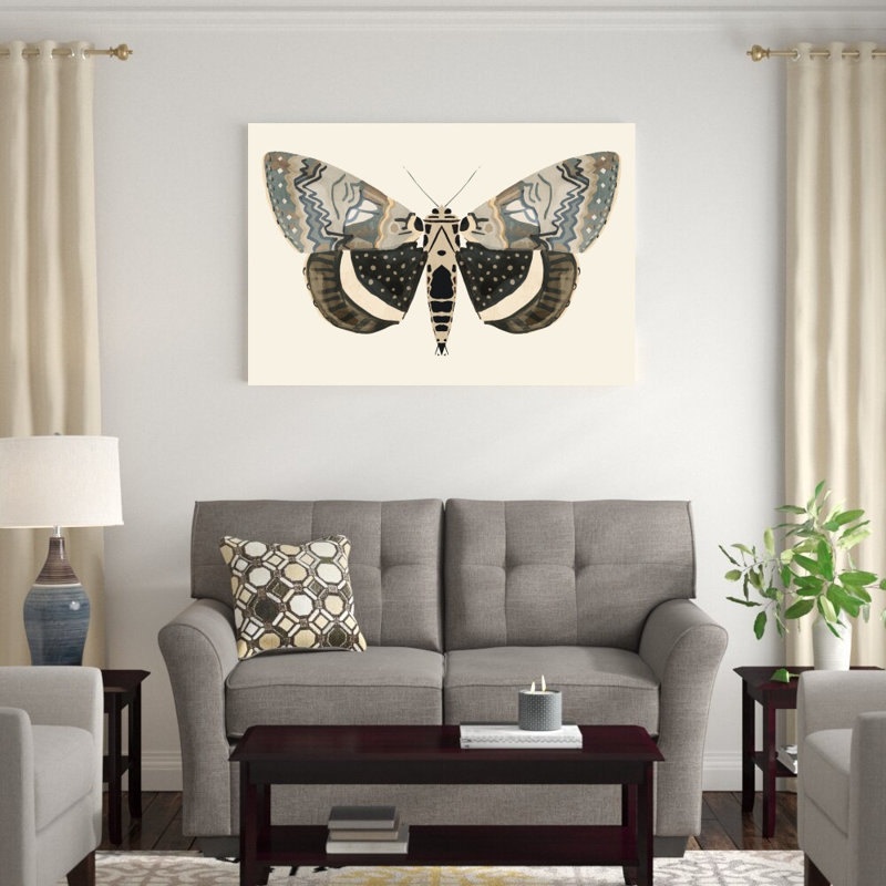 Neutre Moth I par Victoria Barnes - peinture sur toile tendue, H 32 po x l 48 po