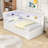 Twin Wooden Bed with Trundle,USB and LED-106847433