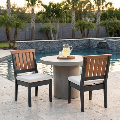 All-Weather HDPE Outdoor Dining Armchairless with Cushion (Set of 2)