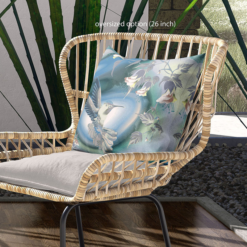 Housse de coussin en polyester pour l'intérieur et l'extérieur, 20 po x 20 po, Blanc / bleu