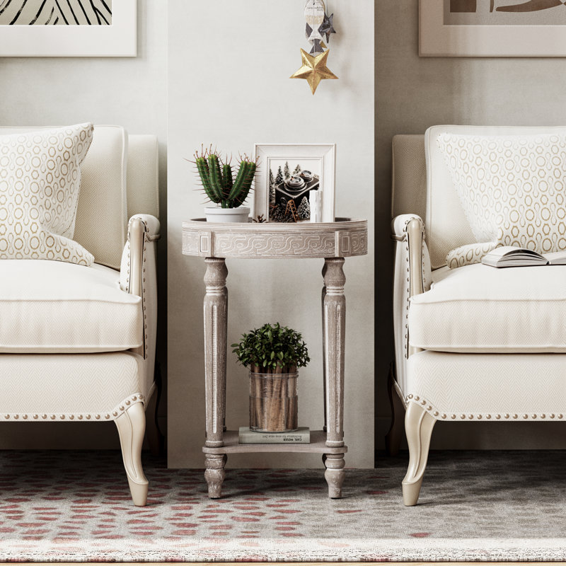 Rustic Farmhouse End Table With Storage Shelf