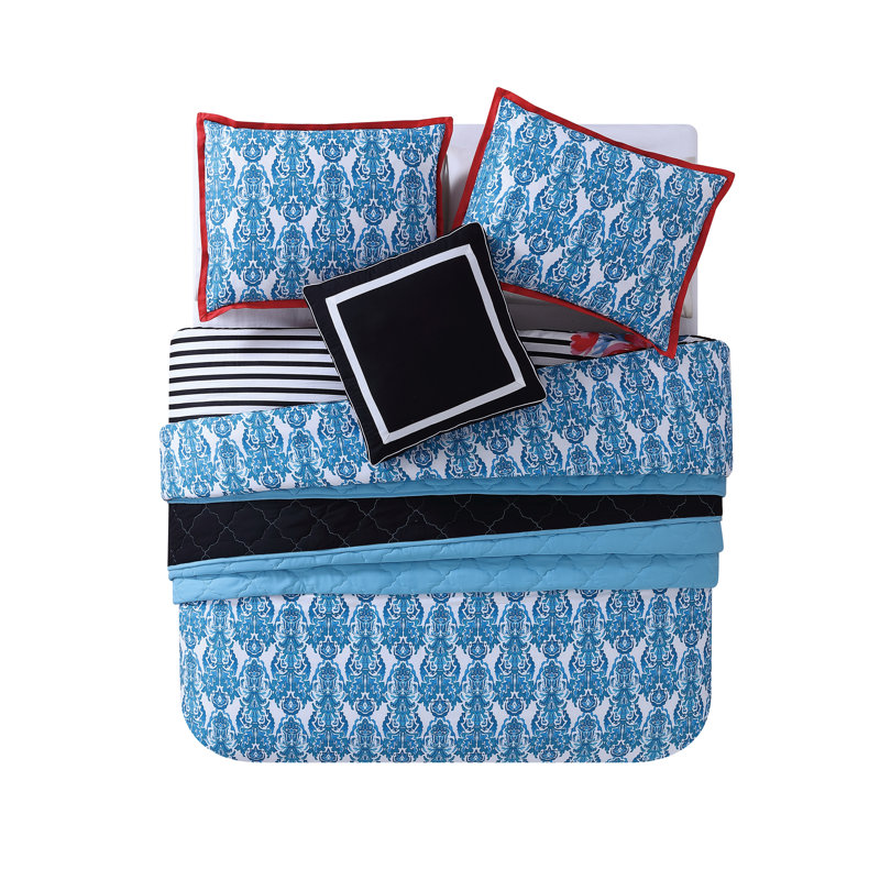 Twin Black and White Microfiber Reversible Comforter Set