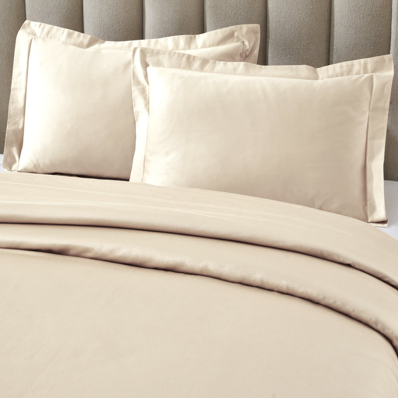 Luxury 1500 Thread Count Certified Egyptian Cotton Duvet Covers Set, Ivory, Full/Queen Duvet Cover + 2 Standard Shams