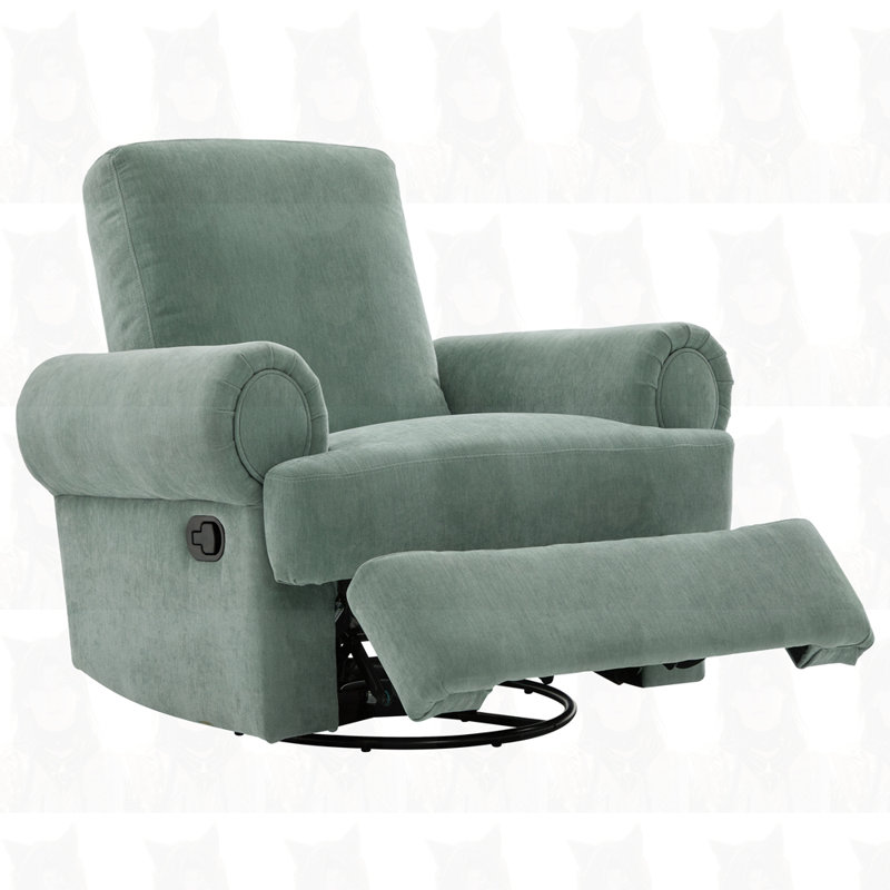 Manual Swivel Rocker Recliner Chair with Adjustable Backrest, Upholstered Lounge Chair for Living Room, Bedroom & Nursery